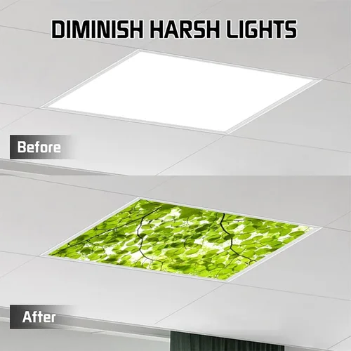 Vista 6 de 2 cubiertas de luz fluorescente para luces de techo, cubiertas magnéticas de luz de hojas de primavera con 10 imanes, filtros de luz fluorescentes