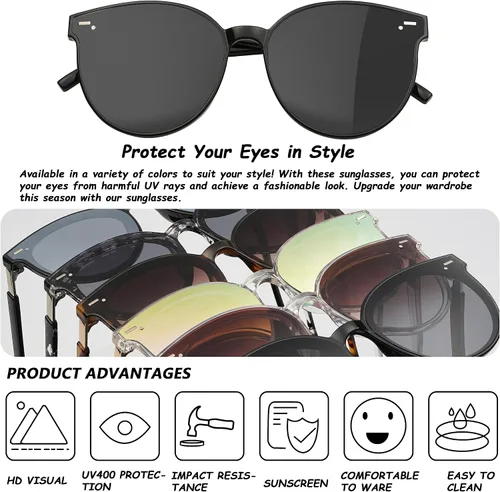Vista 3 de Yaserra Classic Round Sunglasses Retro Vintage Shades