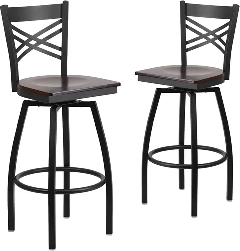 Vista 18 de Flash Furniture HERCULES Series Black ''X'' Taburete giratorio de metal – asiento de vinilo negro