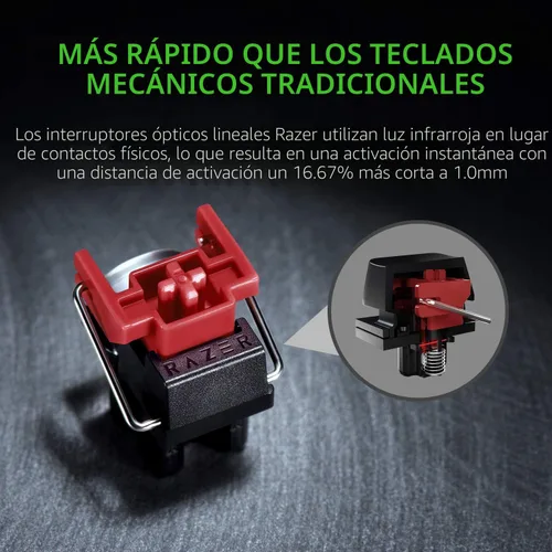 Vista 6 de Razer Huntsman Mini Teclado 60% para juegos, interruptores ópticos lineales blanco (Mercury White)