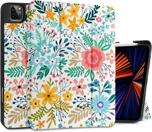 Vista 12 de DONGKE Funda para iPad Pro de 12.9 pulgadas 6ª generación 2022, soporte para lápiz integrado + soporte triple + encendido automático/apagado + funda