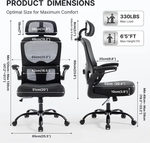 Vista 2 de Yulinck - Silla de oficina minimalista y elegante, silla de escritorio giratoria de altura ajustable, silla universal para computadora para el hogar