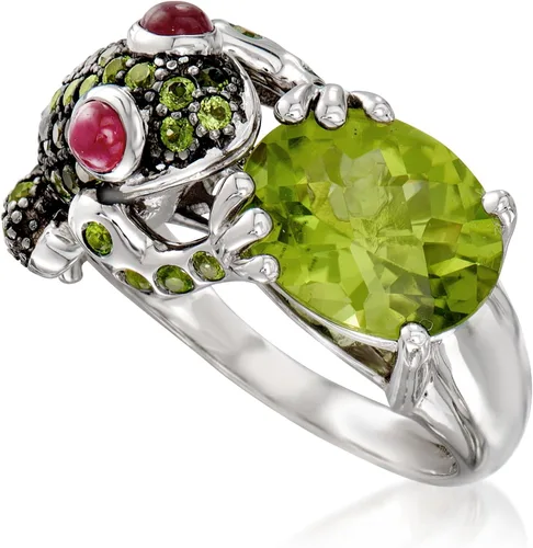 Vista 4 de Ross-Simons 4.60 ct. t.w. Multi-Gemstone Frog Ring in Sterling Silver