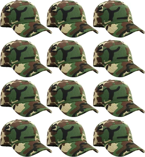 Vista 33 de Falari - 12 unidades de gorras de béisbol, lisas y de tamaño ajustable, venta al por mayor Verde militar