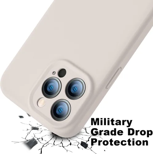 Vista 5 de Compatible con Funda para iPhone 15 Pro Max, Silicona Mejorada [Protección de Cámara] [Forro de Microfibra Suave] Funda de Goma de Gel Delgada Piedra