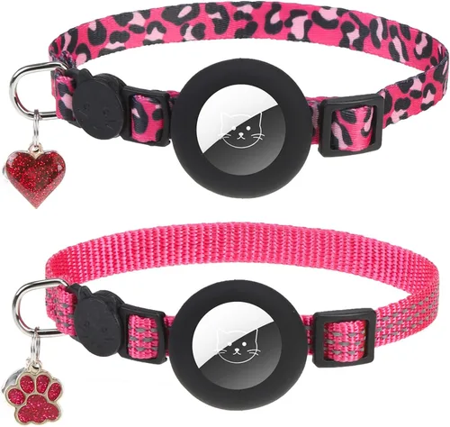 Vista 28 de PUPTECK Airtag - Collar de gato ajustable con campanas, collar de gatito ajustable para niñas y niños pequeños, cachorro, conejito, bonito accesorio
