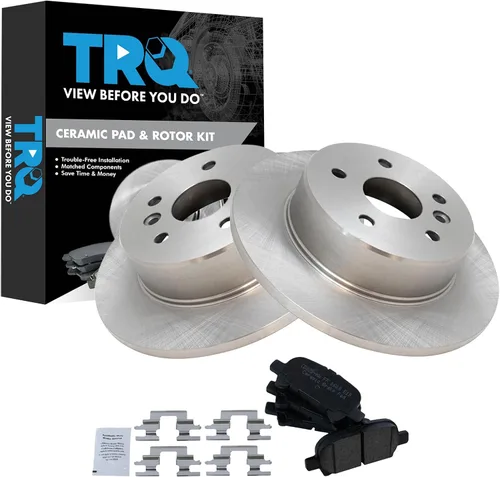 Vista 30 de TRQ Juego de pastillas de freno y rotor de cerámica trasera compatible con Honda Accord V6 1998-02 3.0L con frenos de disco traseros 02-06 Acura RSX