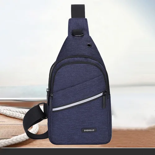 Vista 4 de Bolso bandolera para el pecho, hombro resistente al agua, bolso de viaje con una correa para hombres, mujeres y niños con agujero para auriculares