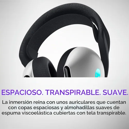 Vista 3 de Alienware AW720H Auriculares inalámbricos para juegos de modo dual - Sonido espacial Dolby Atmos, inalámbrico 2.4 GHz, cable de conector de 0.138