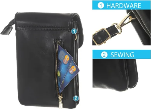 Vista 4 de MINICAT - Bolso cruzado para mujer, pequeño, bolsillos espaciosos, para celular, bolsa de mano para mujer