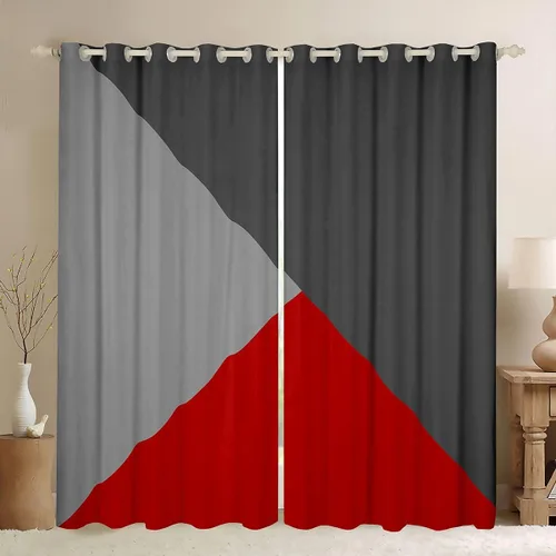 Vista 31 de Cortinas opacas de 38 pulgadas de ancho x 45 pulgadas de largo, cortinas opacas de triángulo geométrico naranja, negro, gris claro, cortinas