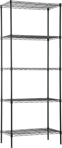 Vista 9 de FDW Estante de metal ajustable de 5 niveles con ruedas, capacidad de 250 libras, fácil montaje, ideal para espacios pequeños Negro
