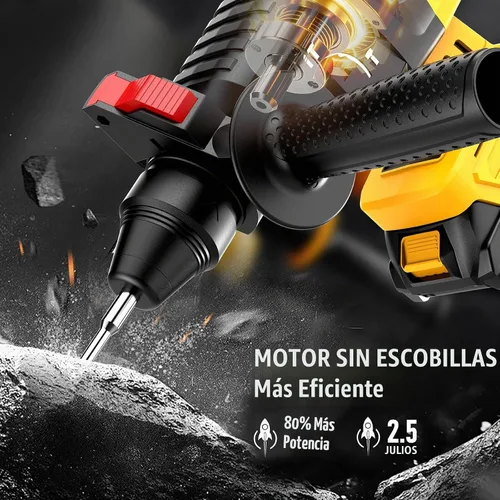 Vista 3 de SDS - Martillo giratorio inalámbrico compatible con batería Dewalt de 20 V, sin escobillas, taladro giratorio SDS para hormigón, mampostería