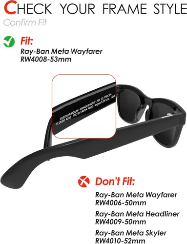 Vista 3 de Lenses Replacement for Ray-Ban Meta Wayfarer RW4008/4006/4012/4011 negro discreto polarizado