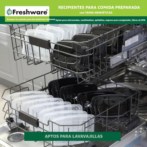 Vista 7 de Freshware Recipientes de preparación de comidas [paquete de 50] recipientes de almacenamiento de alimentos con tapas, caja Bento, sin BPA