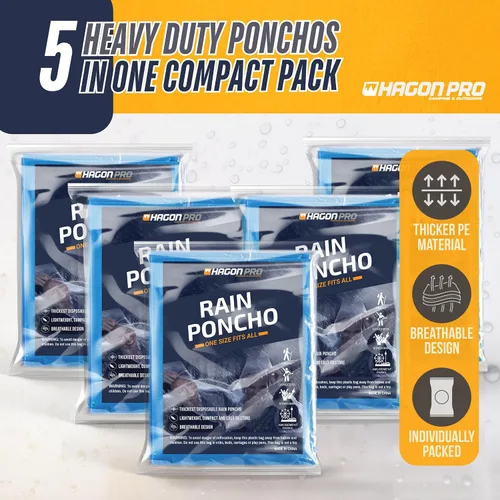 Vista 23 de Hagon PRO - Ponchos de lluvia desechables para adultos (paquete de 5)
