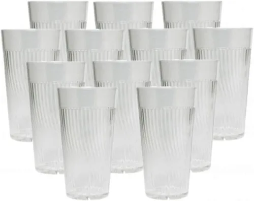 Vista 16 de TrueCraftware - Juego de 12 vasos Belice de policarbonato azul de 8 onzas. Vasos de té helado de alta calidad, apilables, reutilizables, aptos