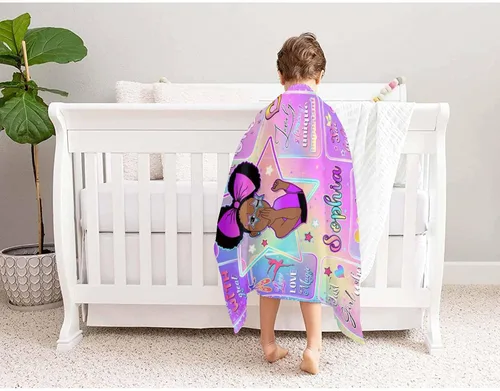 Vista 8 de D-Story Mantas personalizadas, mantas personalizadas con nombre, manta americana, manta africana para niña, mantas personalizadas para niños
