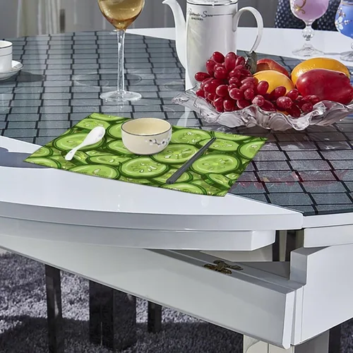 Vista 4 de Cucumber Slices Placemats Set of 6 Resistant Table Mats Washable Place Mats for Dinner Party Table Decoration