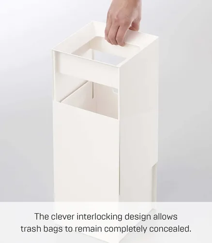 Vista 3 de YAMAZAKI Home Veil - Cubo de basura moderno con asa y tapa abierta, plástico ABS, 2.5 galones, 10 litros