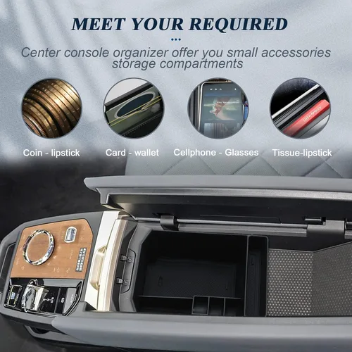 Vista 3 de BIBIBO [Actualizado para 2024 2025 2026 BMW iX Accesorios 2023-2026 BMW iX Organizador de Consola Central para 2023-2026 BMW iX (I20) Caja