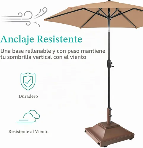 Vista 3 de Best Choice Products Base de sombrilla móvil rellenable, base resistente, soporte de mercado cuadrado escalonado para patio, terraza, exterior con 4