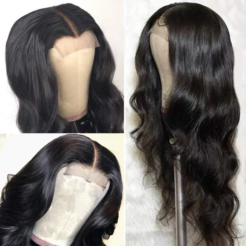 Vista 2 de ALLRUN Pelucas de cabello humano ondulado con cierre de encaje, pelucas de encaje frontal 4x4 con cabello de bebé (16 pulgadas), pelucas de encaje