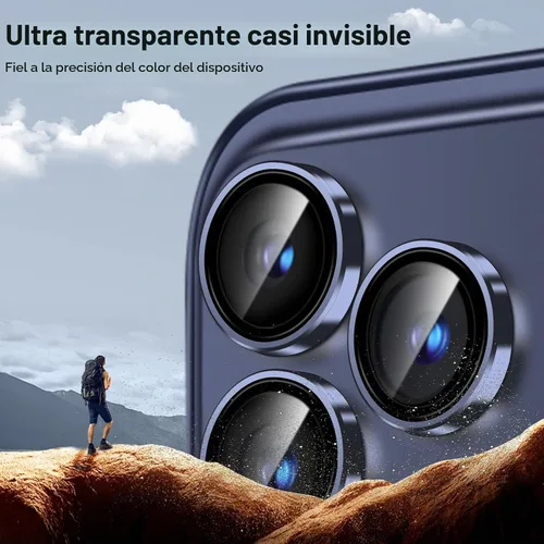 Vista 6 de QHOHQ Juego de 2 protectores de lente de cámara para iPhone 17 Pro Max/17 Pro/16 Pro Max/16 Pro/15 Pro Max/15 Pro, protector de lente individual