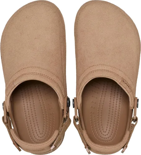Vista 4 de Crocs Zuecos clásicos de lona elaborados unisex para hombres y mujeres Gamuza de chocolate con leche