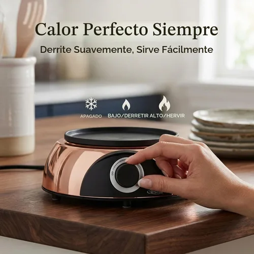 Vista 4 de Artestia - Calentador de inmersión eléctrico y maceta para fondue con temperatura ajustable Negro