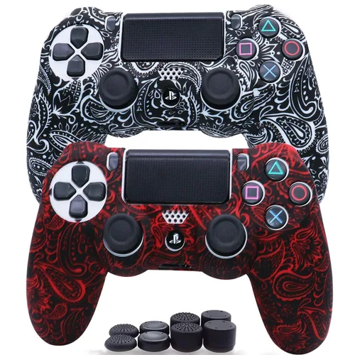 Vista 15 de Sofunii 2pcs Skin for PS4 Controller, Anti-Slip Silicone Cover Shell Case with 8 Thumb Grip Caps, Compatible with PlaySation 4 Slim/Pro Controller