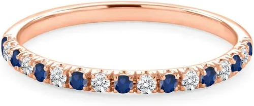 Vista 11 de Blue Sapphire & White Diamond Half Eternity Wedding Band For Women, 14k Gold Finish Sapphire Wedding Band, Ladies Alternate Diamond Ring