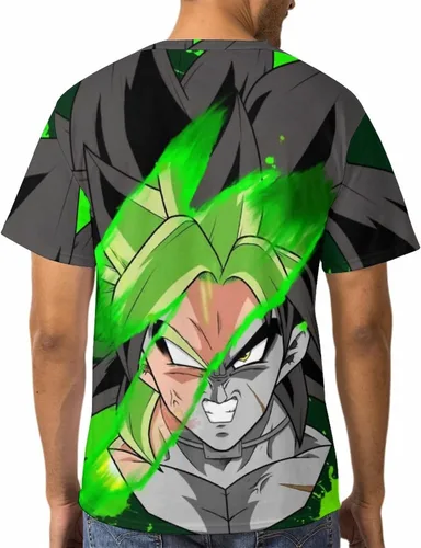 Vista 3 de Saiyajin Broly - Camisetas casuales para hombre, manga corta, unisex, cuello redondo, camisetas para jóvenes y adultos