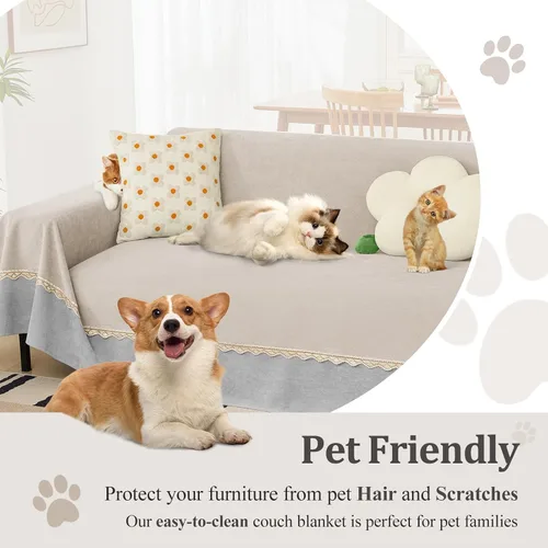 Vista 5 de Foreate Funda de sofá impermeable para mascotas, extra ancha, resistente al agua, lavable, para 3 cojines, a prueba de arañazos, para perros