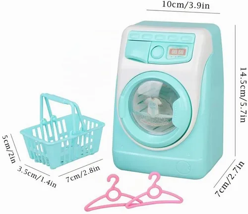 Vista 9 de Mini simulación casa de muñecas muebles cocina juguetes niños juegos casa juguete lavadora Azul