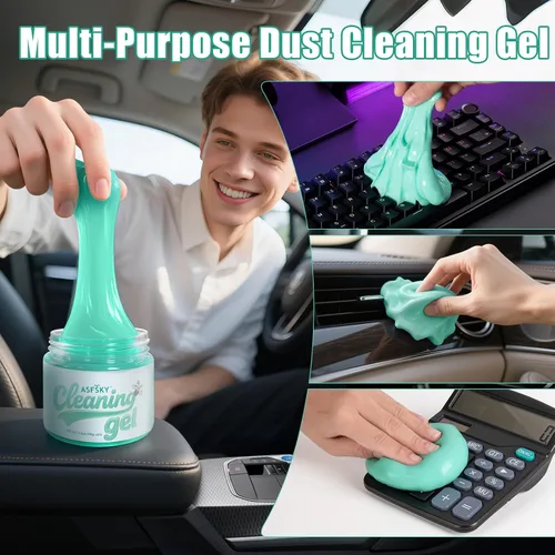 Vista 6 de ASFSKY Gel de limpieza de coche (verde, magnolia), masilla de limpieza universal de polvo, limpiador de interior de coche, removedor de polvo