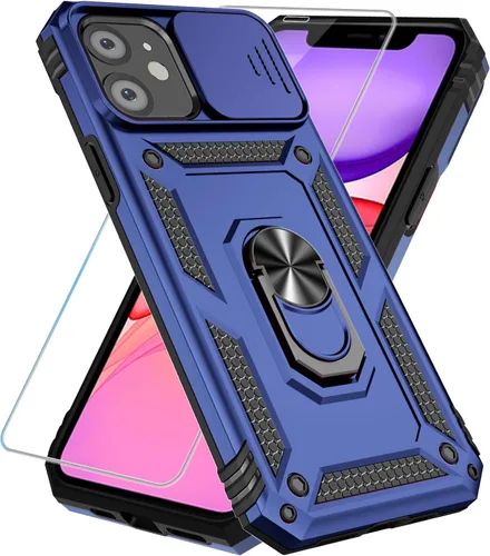 Vista 28 de Funda para teléfono SunStory para iPhone 11 con protector de pantalla HD y cubierta deslizante para la cámara y soporte giratorio con anillo
