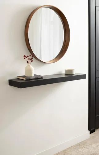 Vista 2 de Kate and Laurel Havlock - Estante flotante natural moderno, 36 x 8 pulgadas, negro; estante funcional para baño y cocina para almacenamiento
