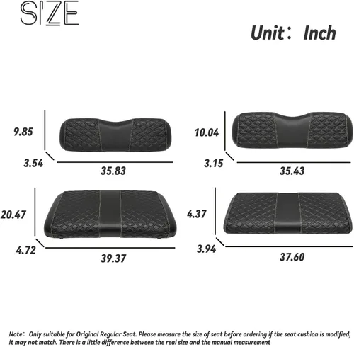 Vista 3 de Fundas de Asiento de Carrito de Golf Delanteras y Traseras Impermeables y Resistentes al Sol de Cuero Vinílico de Grado Marino Accesorios de Negro