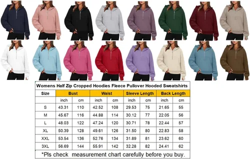 Vista 6 de BETTE BOUTIK Sudaderas con capucha atléticas con media cremallera para mujer, con forro polar, ropa de invierno 2023