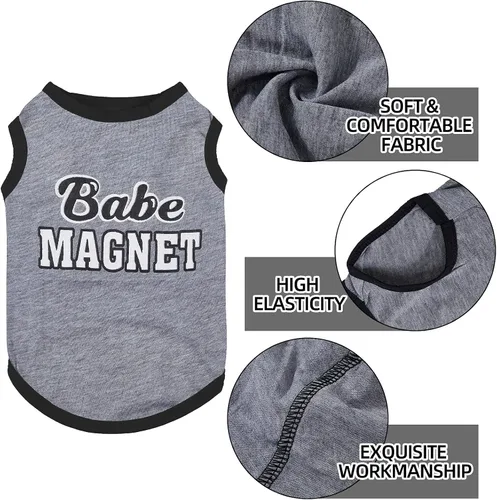 Vista 4 de Saintrygo 8 piezas de camisas para perros, ropa para mascotas estampada con letras divertidas, camisetas de verano para mascotas, atuendo
