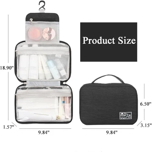 Vista 5 de Neceser colgante para viajes, bolsa organizadora de maquillaje impermeable para hombres y mujeres, bolsa de almacenamiento portátil de cosméticos