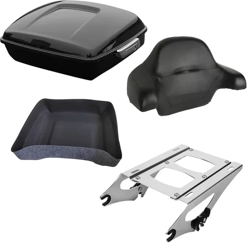 Vista 15 de XFMT Maleta negra mate cortada de 10.7 pulgadas con pestillo para Harley Trunk Touring Road King Street Glide Road Glide Electra Glide 2014-2025