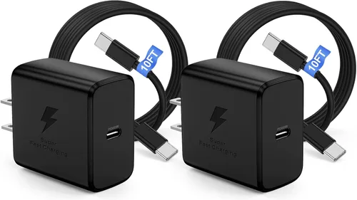 Vista 8 de Cargador súper rápido de 45 W de doble puerto con cable largo USB C a C de 10 pies, bloque de cargador de pared tipo C y cable de carga de teléfono