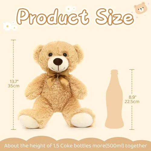 Vista 2 de Tezituor Oso de peluche a granel, 5 paquetes, 14 pulgadas, pequeño oso de peluche a granel, centro de mesa de osos de peluche para baby shower, osos
