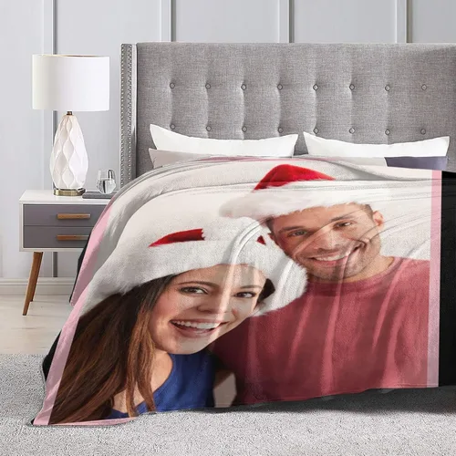 Vista 3 de Manta personalizada con fotos, texto, fotos personalizadas, mantas para adultos y niños, cumpleaños familiar, 1 foto, 50 x 40 pulgadas
