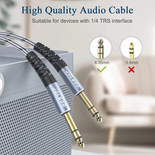 Vista 4 de JOLGOO Cable TRS de instrumento de 1/4 de pulgada de 3.3 pies, paquete de 2, cable de audio de un cuarto de pulgada, línea de interconexión