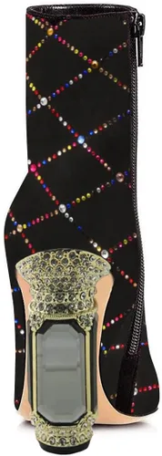 Vista 4 de FSJ Botas de tacón alto con punta puntiaguda para mujer, con tacón alto, con cremallera lateral brillante, estilo casual, para uso diario, zapatos