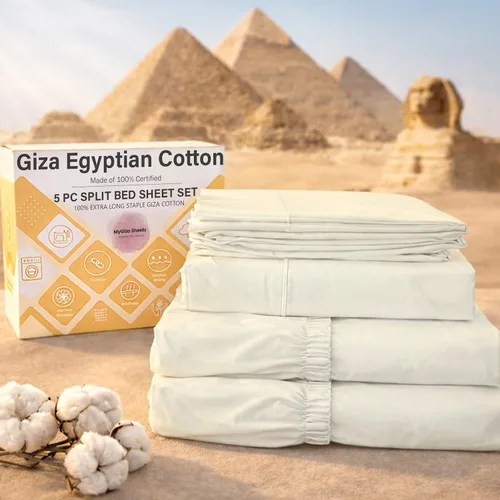Vista 31 de MyGiza Sheets, Juego de sábanas 100% de algodón egipcio Giza, tamaño individual, para adaptarse a colchones de hasta 15 pulgadas de profundidad