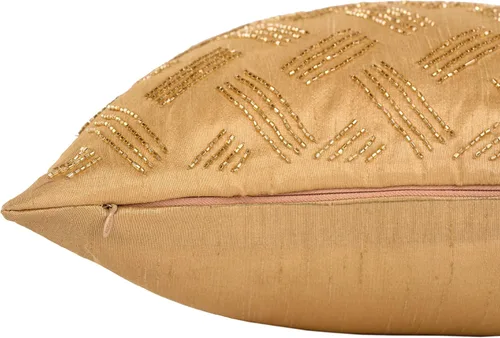 Vista 5 de Almohada amarilla con cuentas a mano para sofá, funda de almohada decorativa única, paquete de 2 fundas de almohada amarillas, funda de almohada